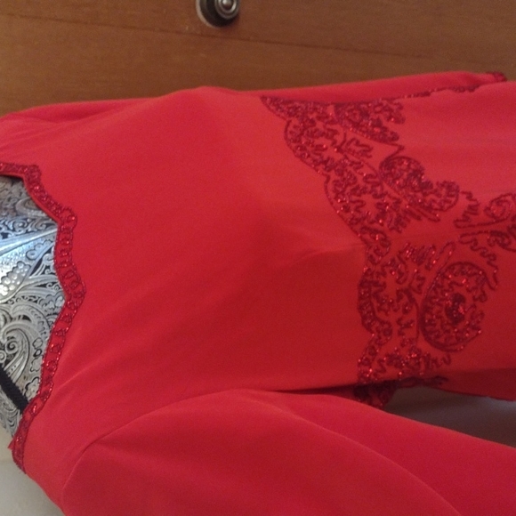 NWT beaded Ruby Red Niteline Della Roufogali dress - Picture 2 of 14